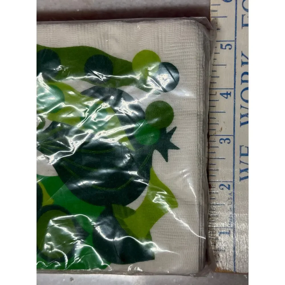 Vintage Party House Kalla Mod Green Paper Napkins NOS Mid Century Retro 20 Count